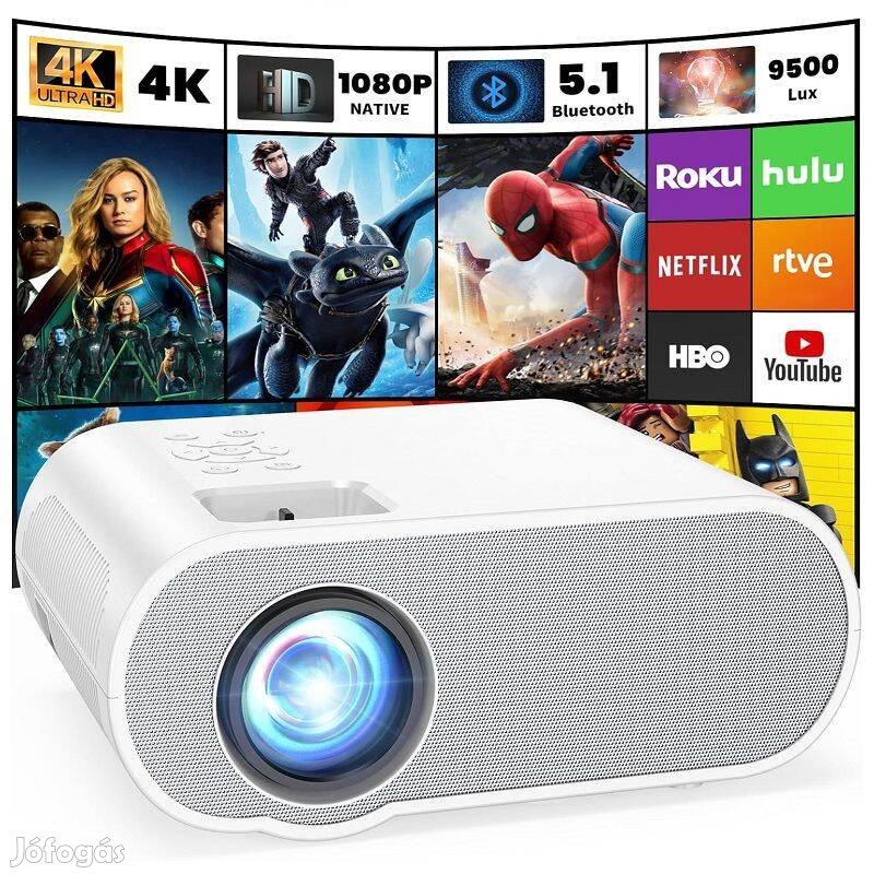 Hompow C10 hordozható Fullhd projektor távirányítóval, bluetooth