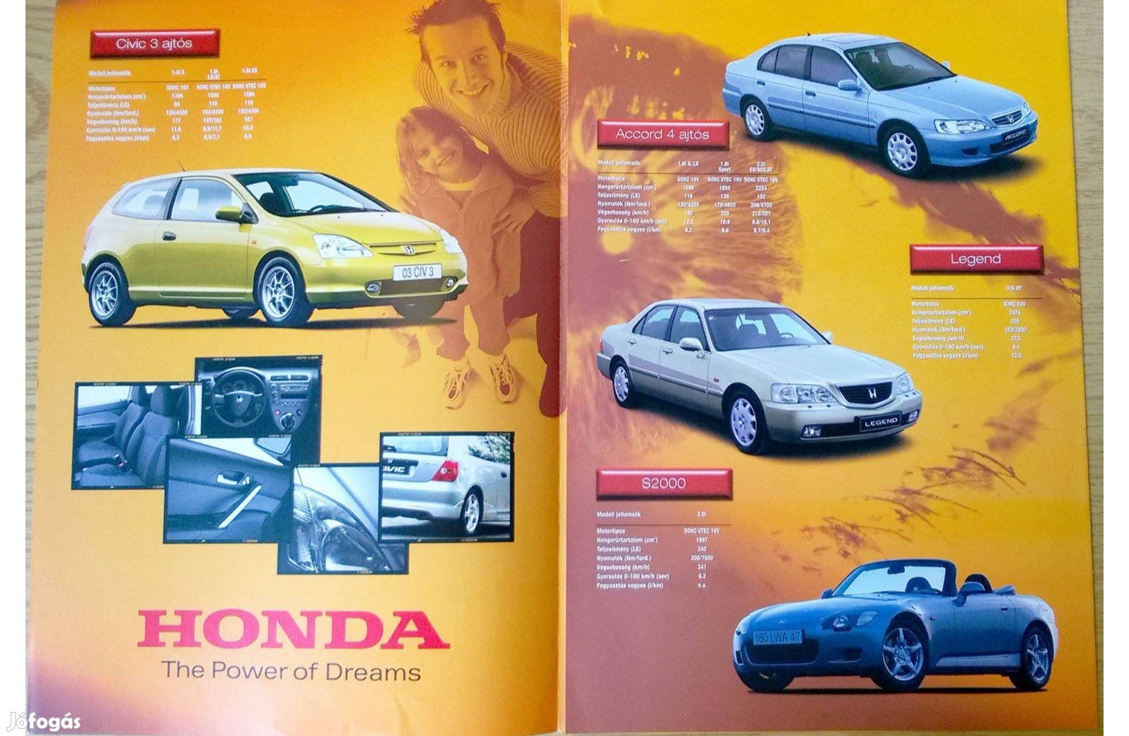 Honda modellpaletta prospektus, katalógus 2001-ből