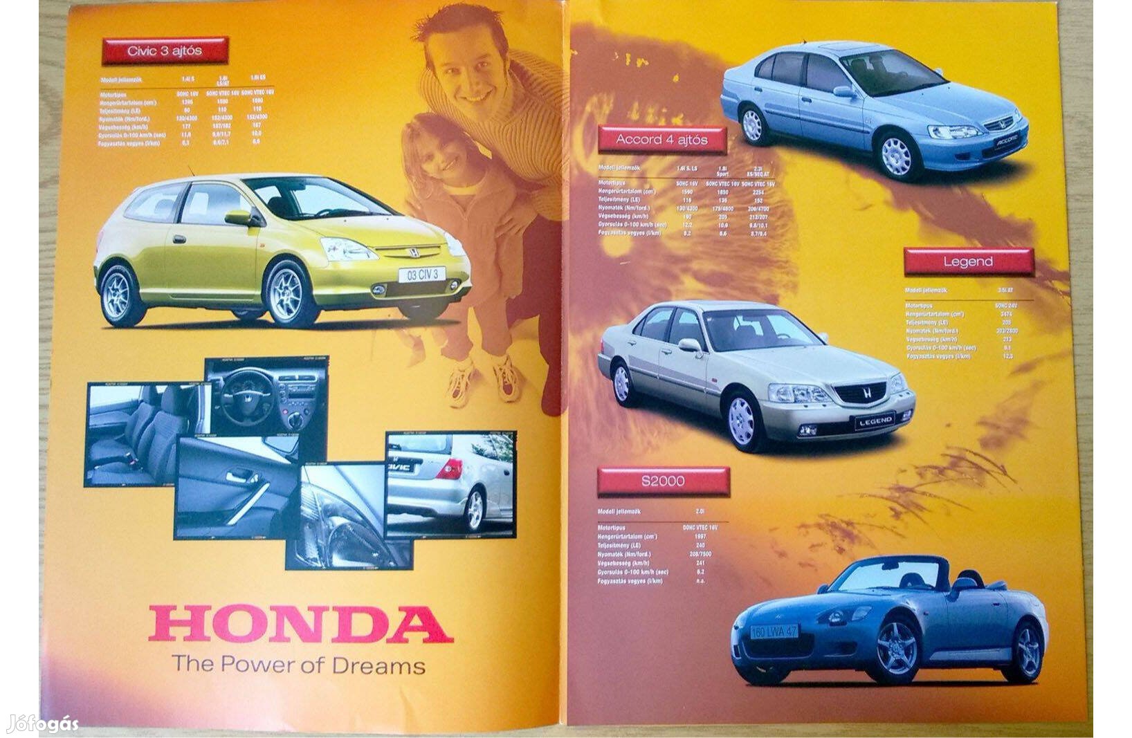 Honda modellpaletta prospektus, katalógus 2001-ből