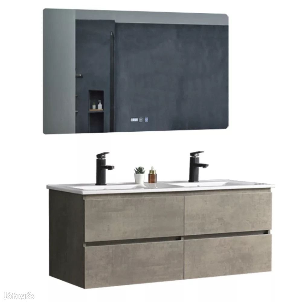 Hongkong Duo Loft Beton 120 komplett fürdőszoba bútor fali mosdószekr