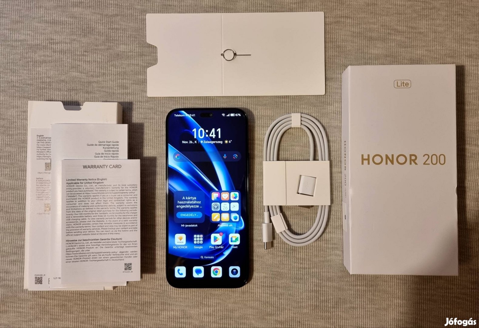 Honor 200 lite 5G 8/256GB gyönyörű állapotú gyári független.