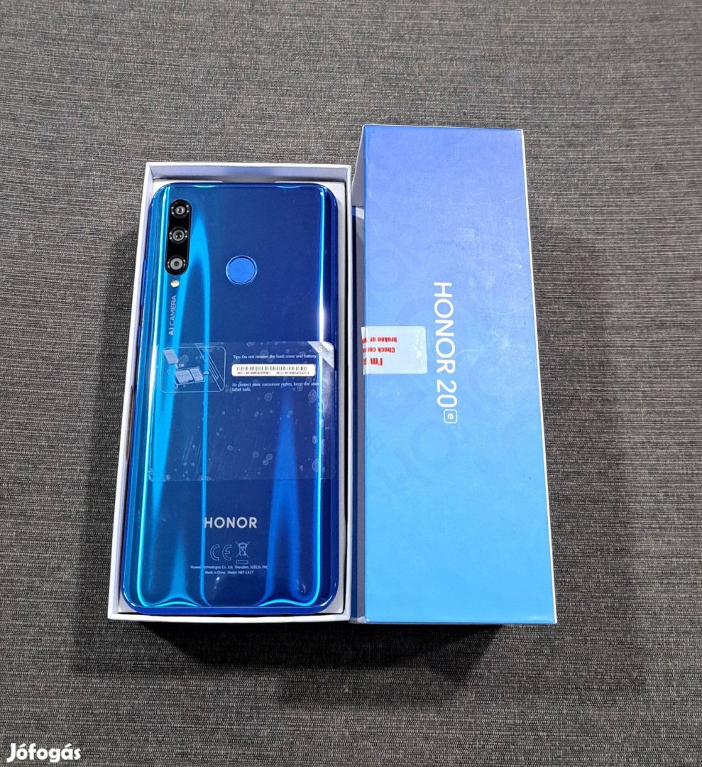 Honor 20e Új 64GB Kék Kártyafüggetlen Mobiltelefon Eladó!