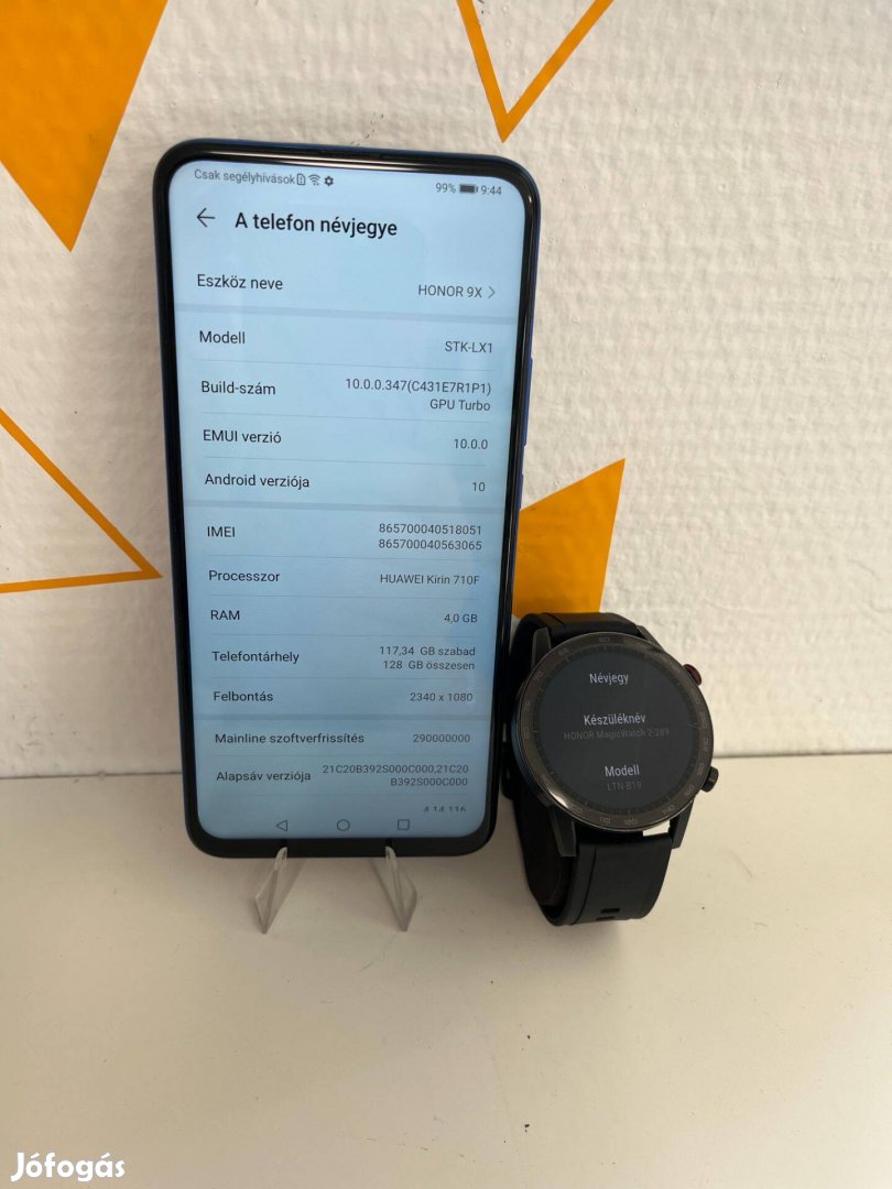 Honor 9X mobiltelefon + ajándék Honor Magicwatch 2 46mm
