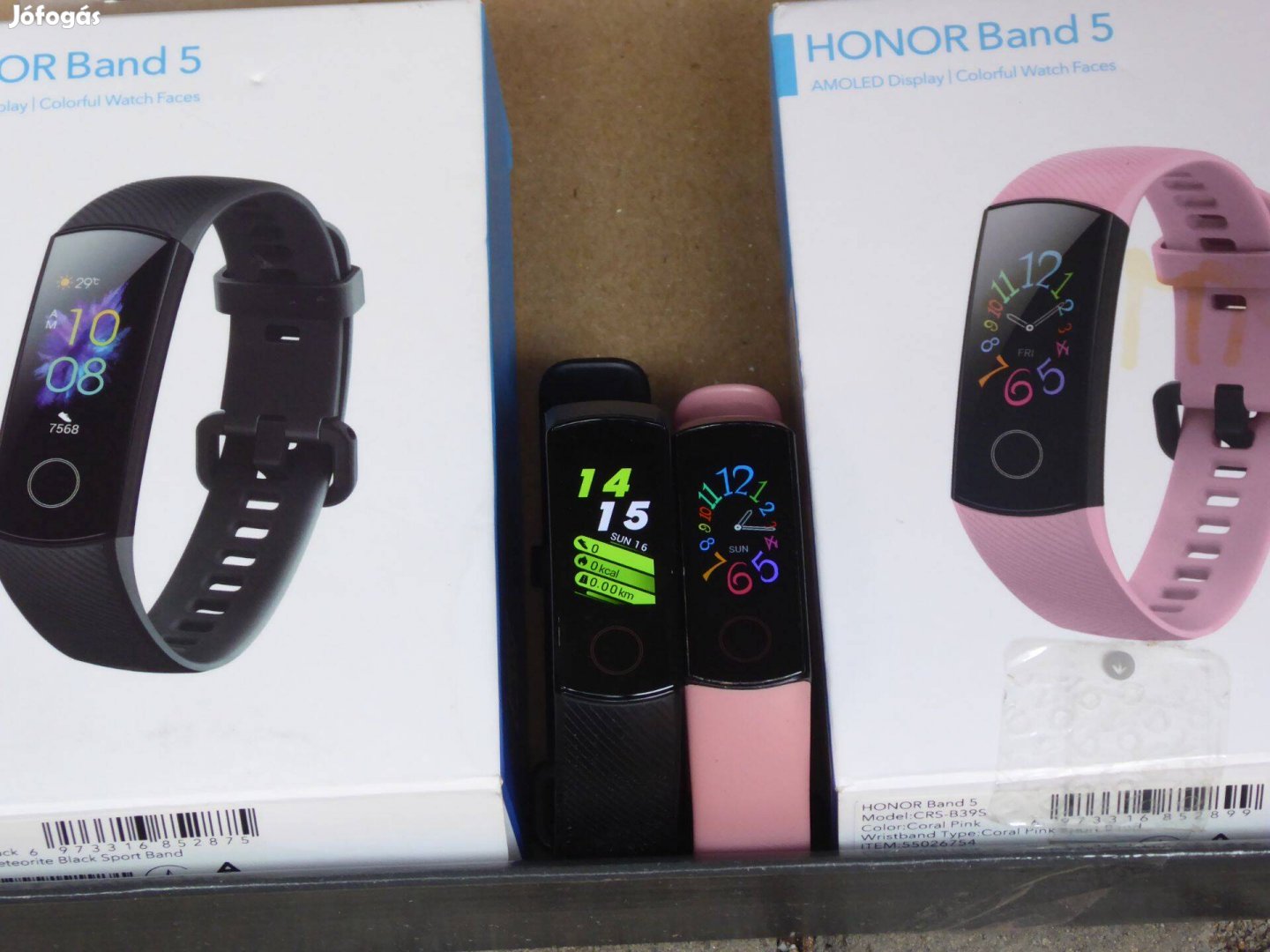 Honor Band 5 okos karkötő Pink és Fekete amoled kijelzős