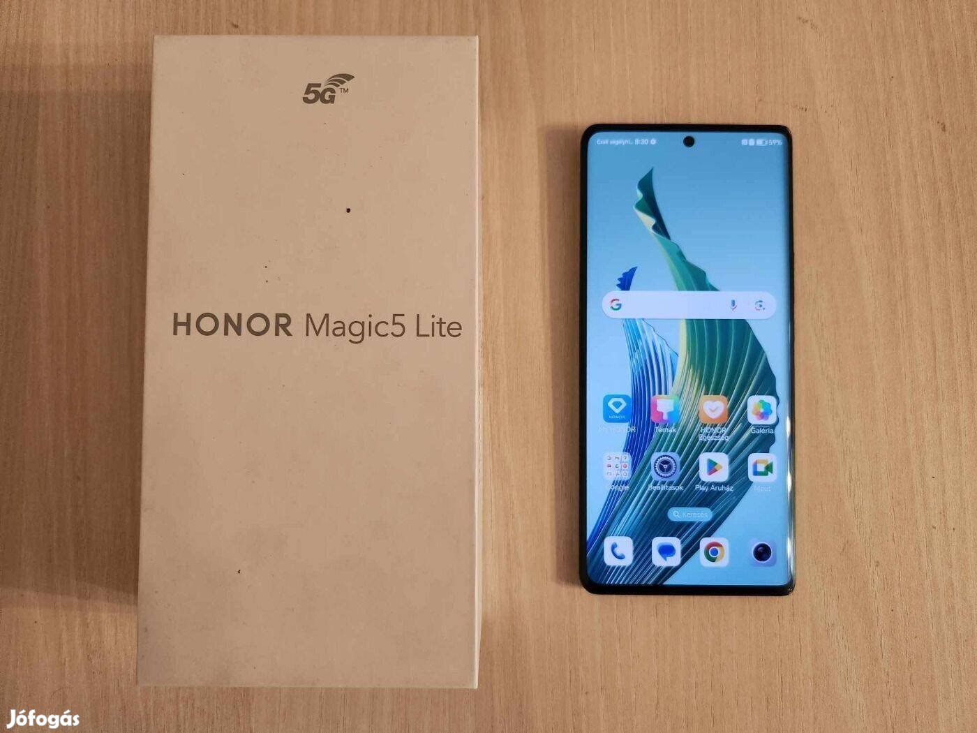 Honor Magic5 Lite 5G 8/256GB Újszerű Független Fekete Garis !