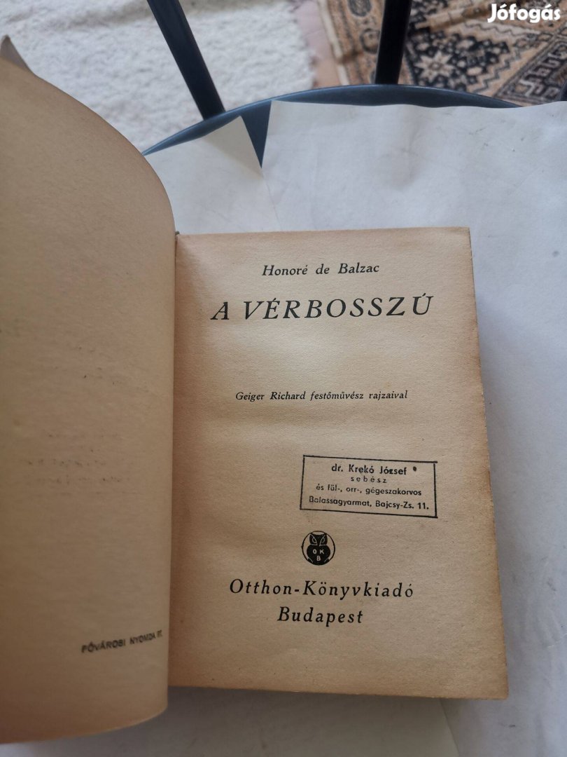 Honoré de Balzac - Vérbosszú (1928) - társadalmi regény a vérbosszúról
