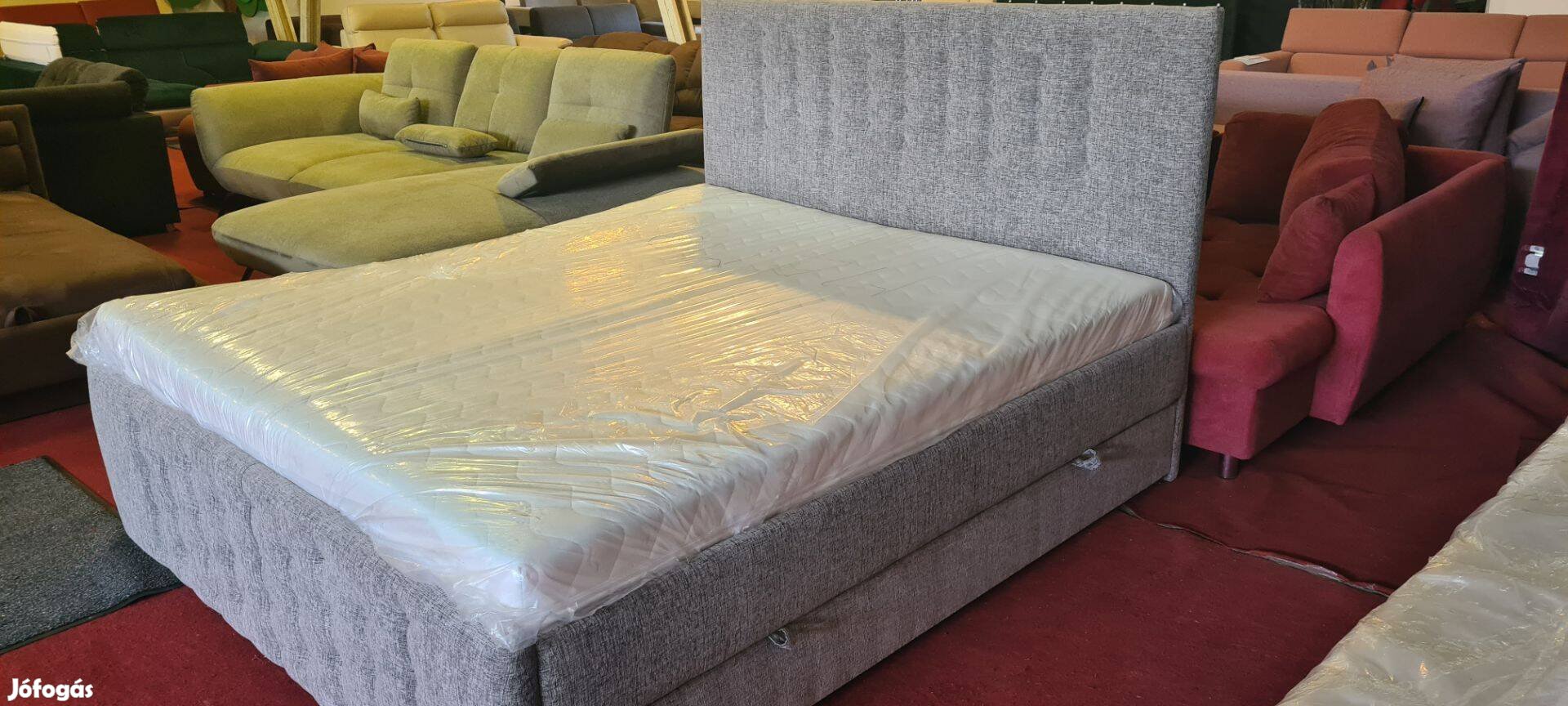 Hoopá:új 180X200cm 2X tár szövet francia ágy komplett 199eft