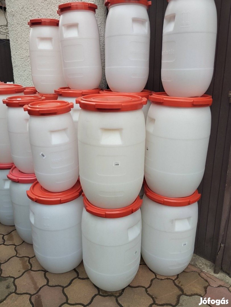Hordó, csavaros, tömítéses, savanyúságos, cefrés, műanyag, 60L