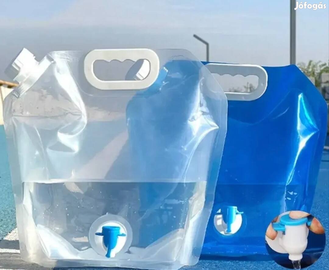 Hordozható összecsukható ivóvíztáska 10 L-es, vizes zacskó, átlátszó