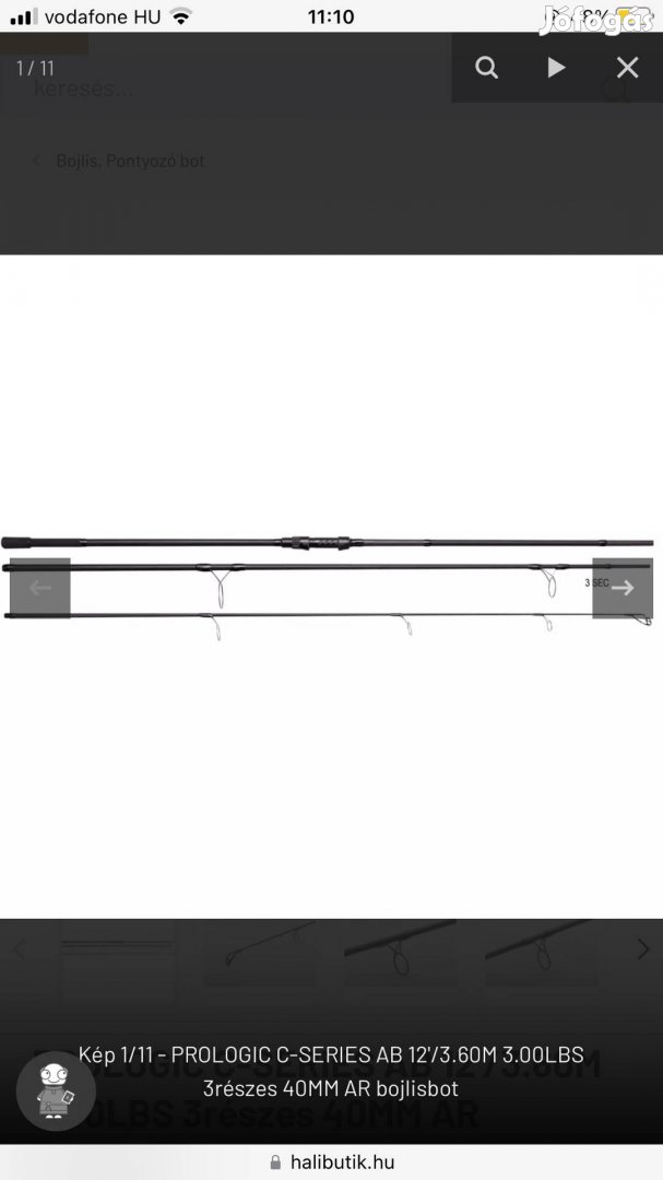 Horgász bojli bot 360 3 részes 3.5 lb