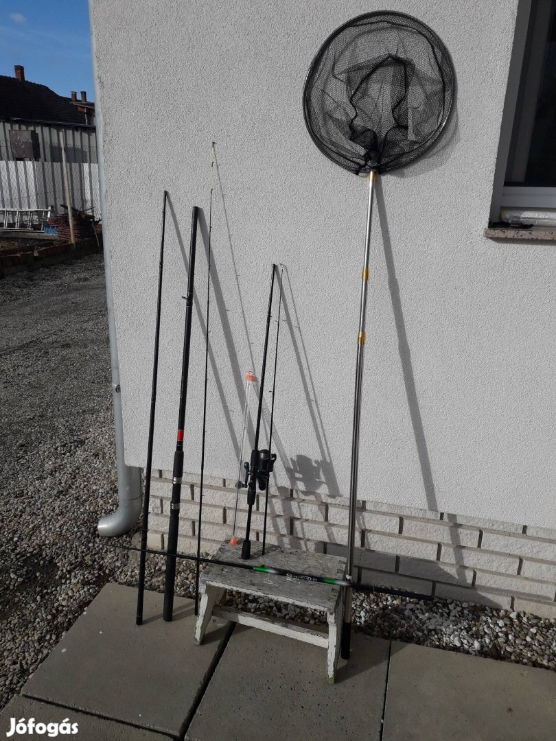 Horgászbotpergető,spicc teleszkópos ,orsó,háló