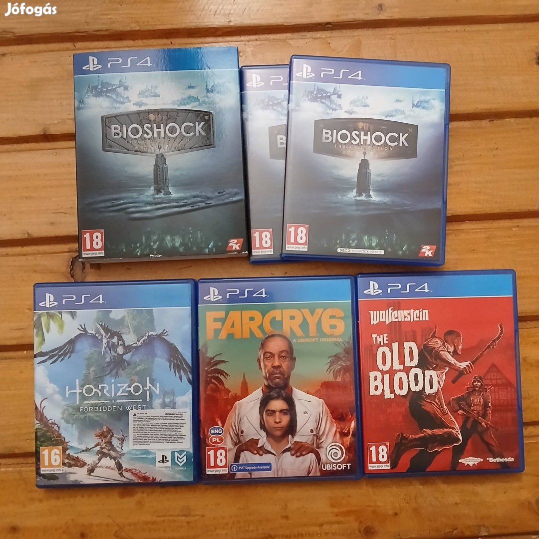 Horizon Forbidden west, Bioshock, Farcry 6, Wolfenstein ps4 játékok