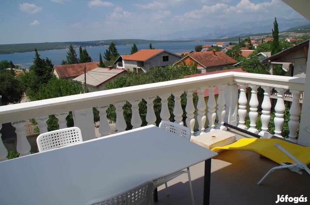 Horvátország 4 fős apartman kiadó teraszról tengeri kilátással
