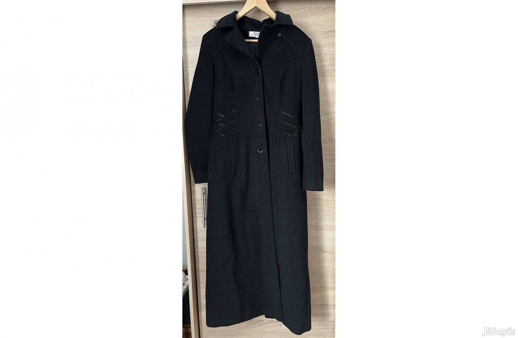 Hosszú Fekete 36-os elegáns átmeneti kabát