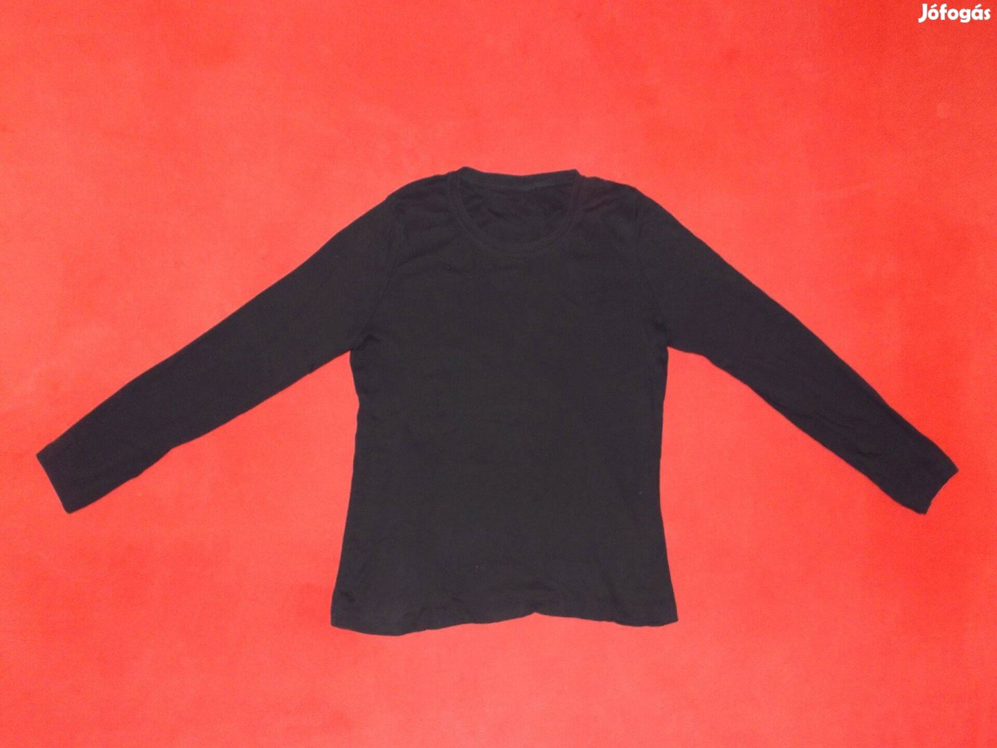 Hosszú ujjú fekete póló 152-158-as, 12-13 évesre