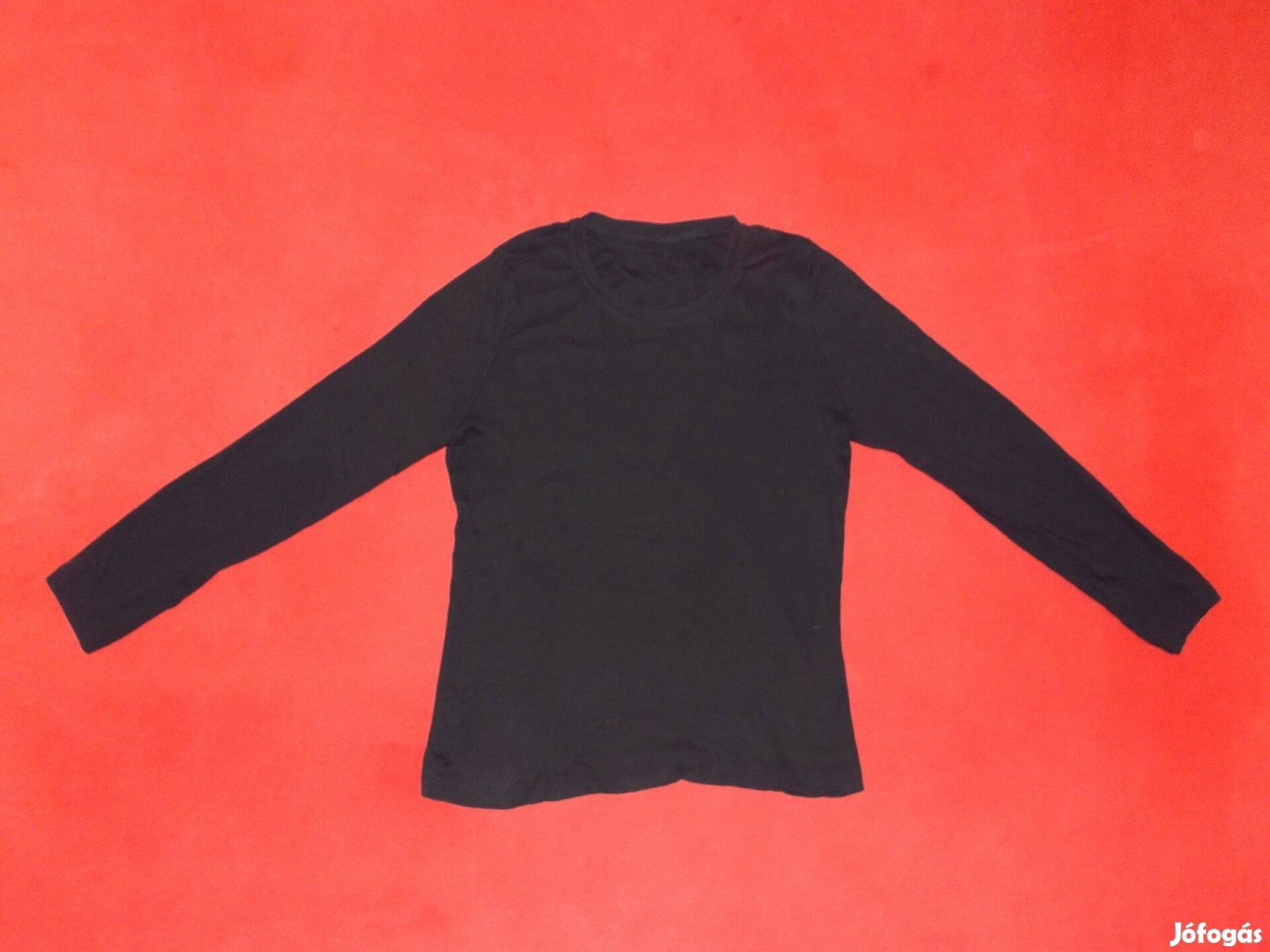 Hosszú ujjú fekete póló 152-158-as, 12-13 évesre