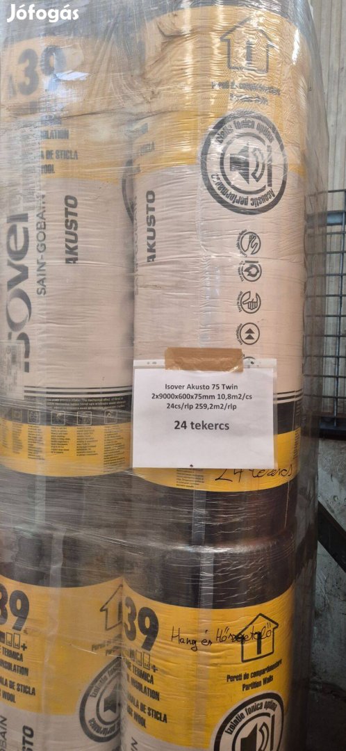Hőszigetelő anyag Isover Akusto 75 Twin 2x9000x600x75mm