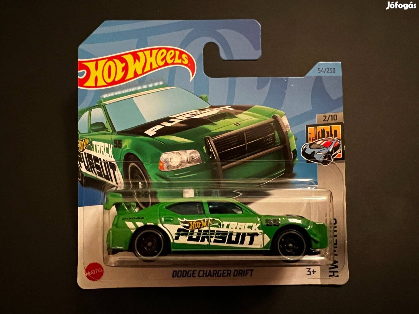 Hot Wheels Dodge Charger Drift - zöld - repedt blister kocsi ép