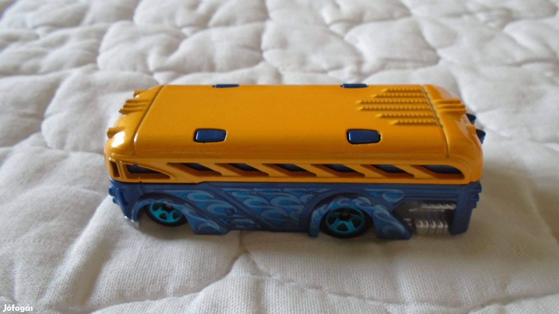 Hot Wheels - sárga-kék, fém autóbusz - Mattel kiadás - újszerű