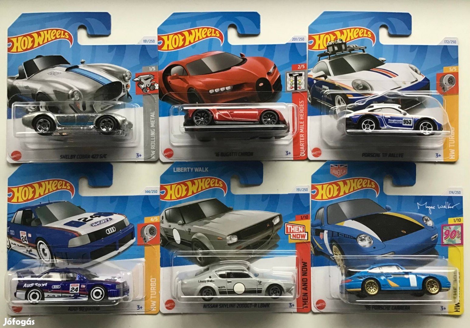 Hot Wheels csomag 6 db Bugatti Porsche Audi Nissan Shelby