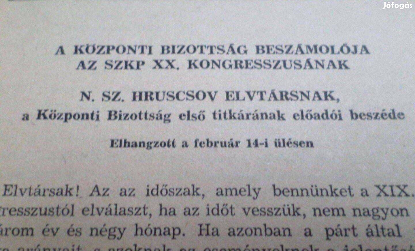Hruscsov beszéde 1956 politikai könyv