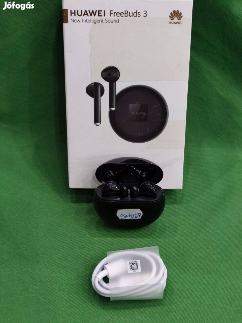 Huawei Freebuds 3 fekete Bluetooth fülhallgató dobozában!