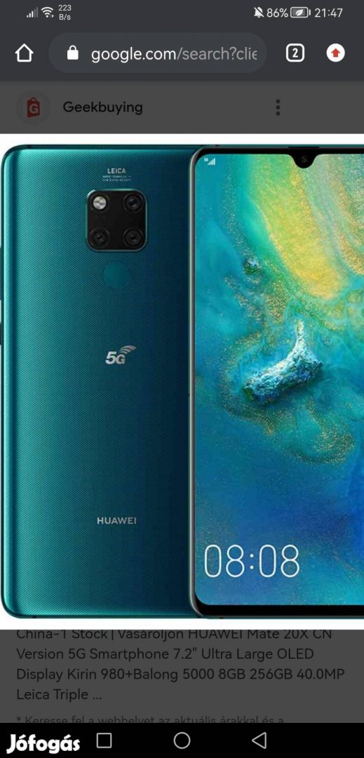 Huawei Mate 20 X független Dual sim eladó. 