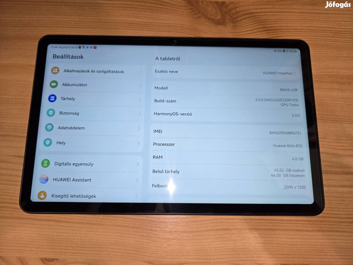 Huawei Matepad táblagép, 10,4 4/64GB