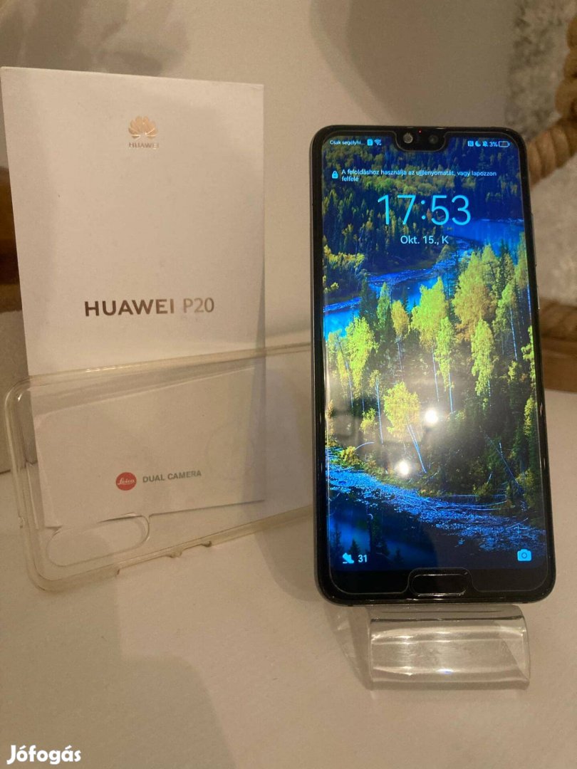 Huawei P20 4/64GB, Új Kijelzővel, Tokkal,Fóliával,Dobozzal