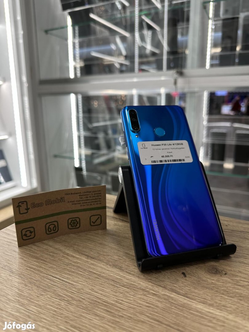 Huawei P30 lite Kártyafüggetlen 128 GB, 12 hó garancia