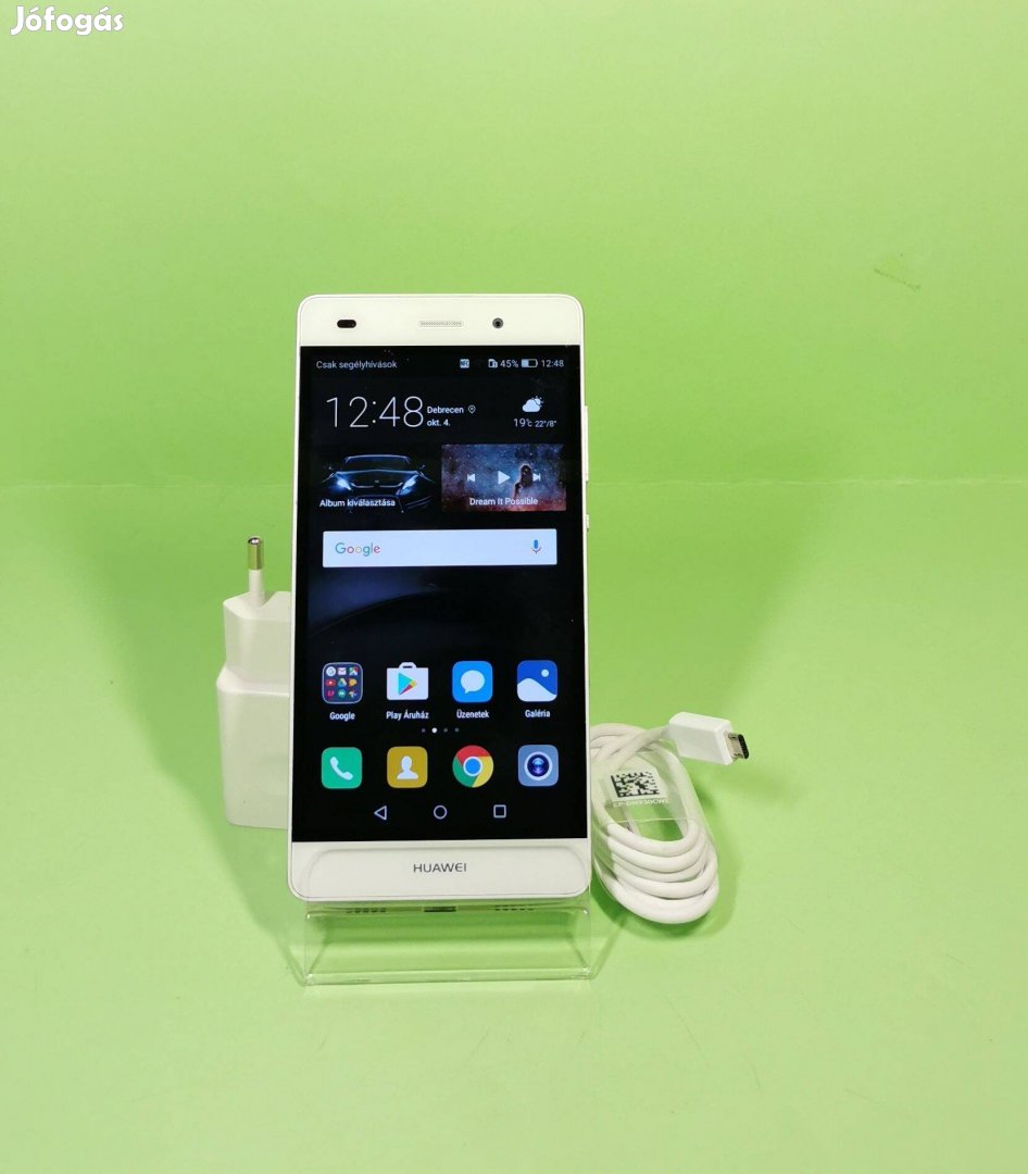 Huawei P8 Lite 16GB Fehér Kártyafüggetlen sérülés mentes telefon eladó