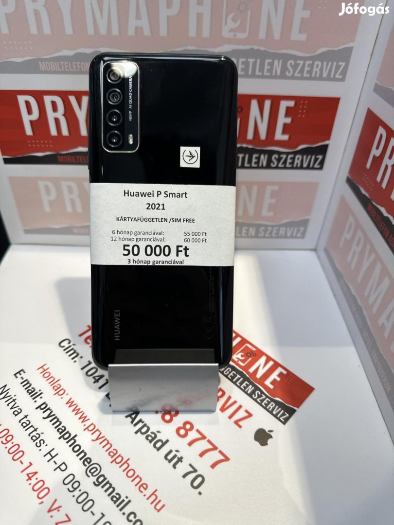 Huawei P smart (2021) Kártyafüggetlen 128 GB, 12 hó garancia