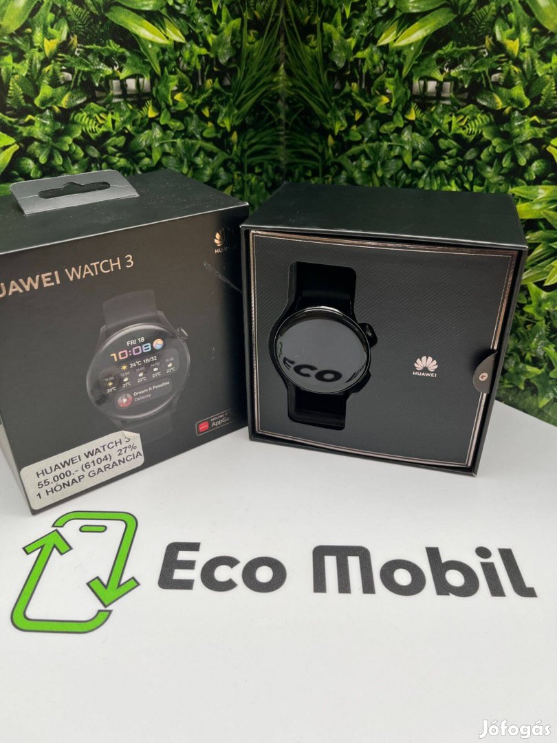 Huawei Watch 3, 1 hónap garancia, fekete, WIFI-s