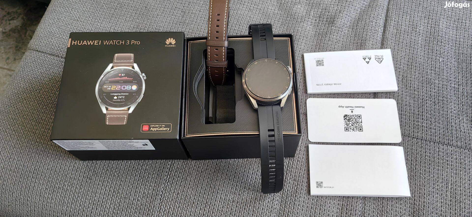 Huawei Watch 3 pro Újszerű állapotú, dobozzal-töltővel, bika aksival!