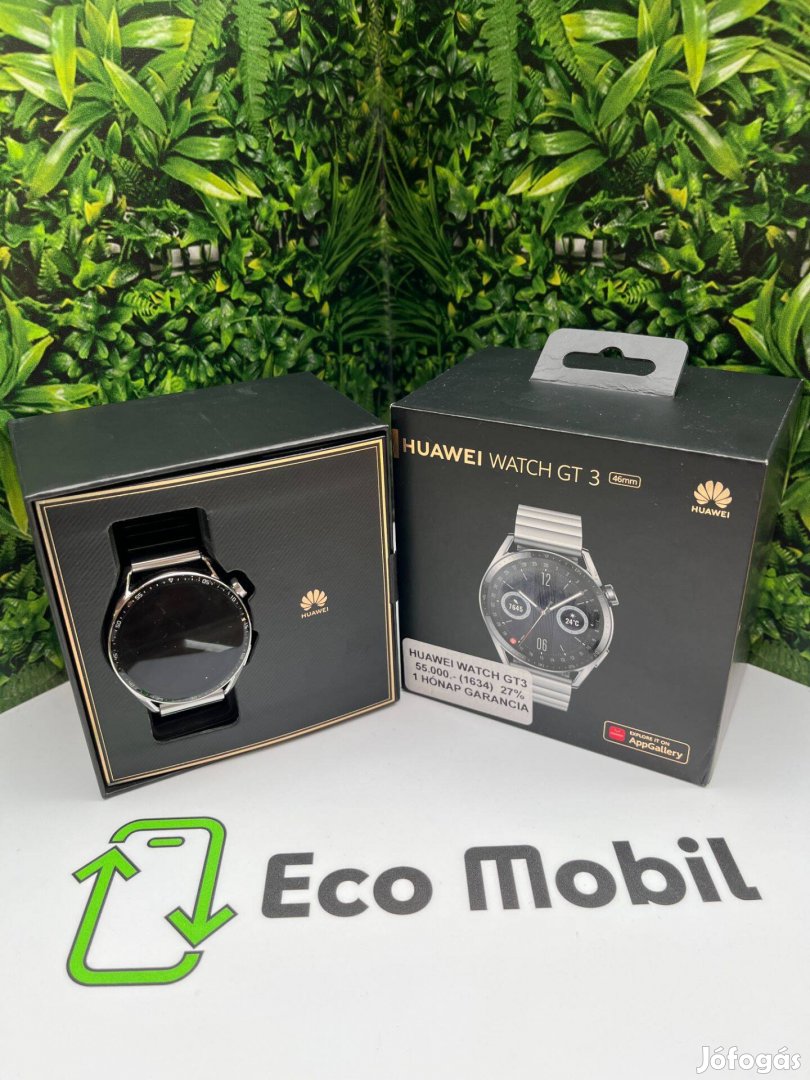 Huawei Watch GT3, 46mm, WIFi-s, 1 hónap garancia, ezüst szíj