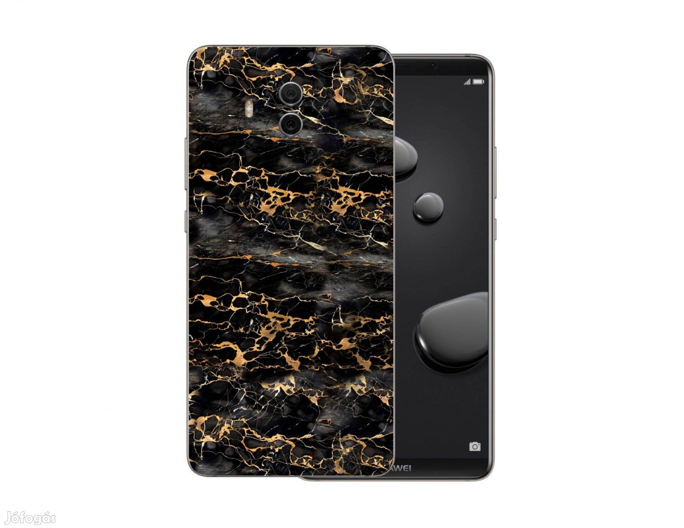 Huawei mate 10 - Fekete-arany márvány mintás fólia + 50 színben