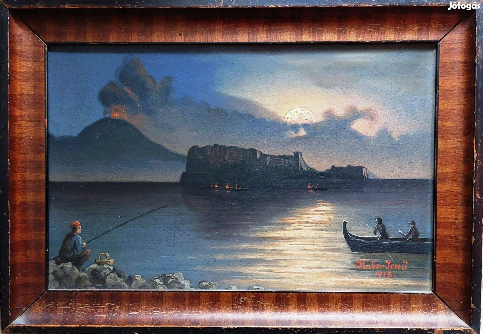 Huber Jenő 1913 25x36 cm falemezre festett festmény eladó