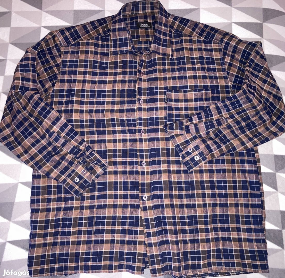 Hugo Boss XL kockás zsebes ffi hosszú ujjú ing