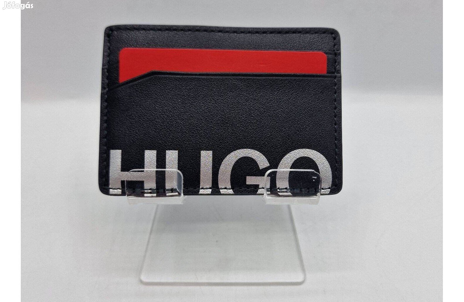 Hugo Boss bőr kártyatartó, fekete, újszerű, Akciós