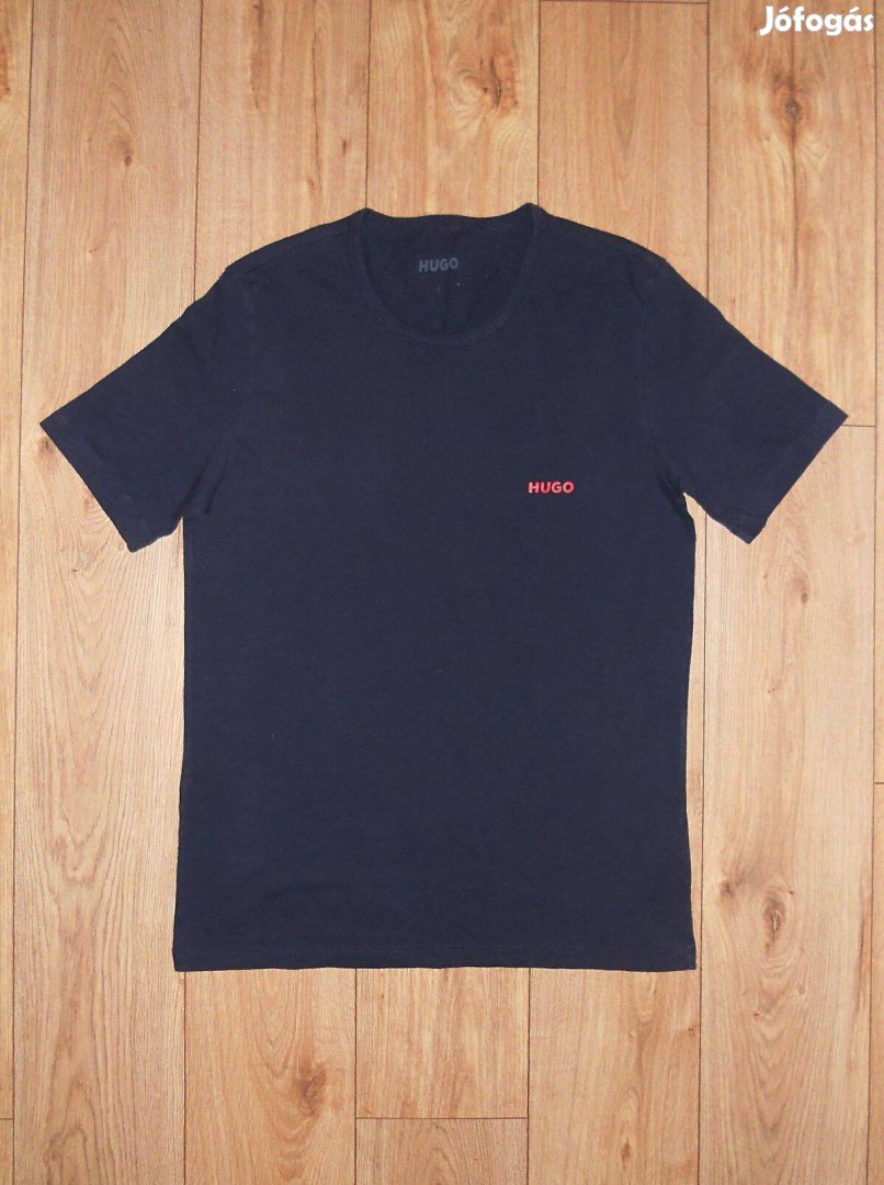 Hugo Boss sötétkék rövid ujjú póló streccs L-es