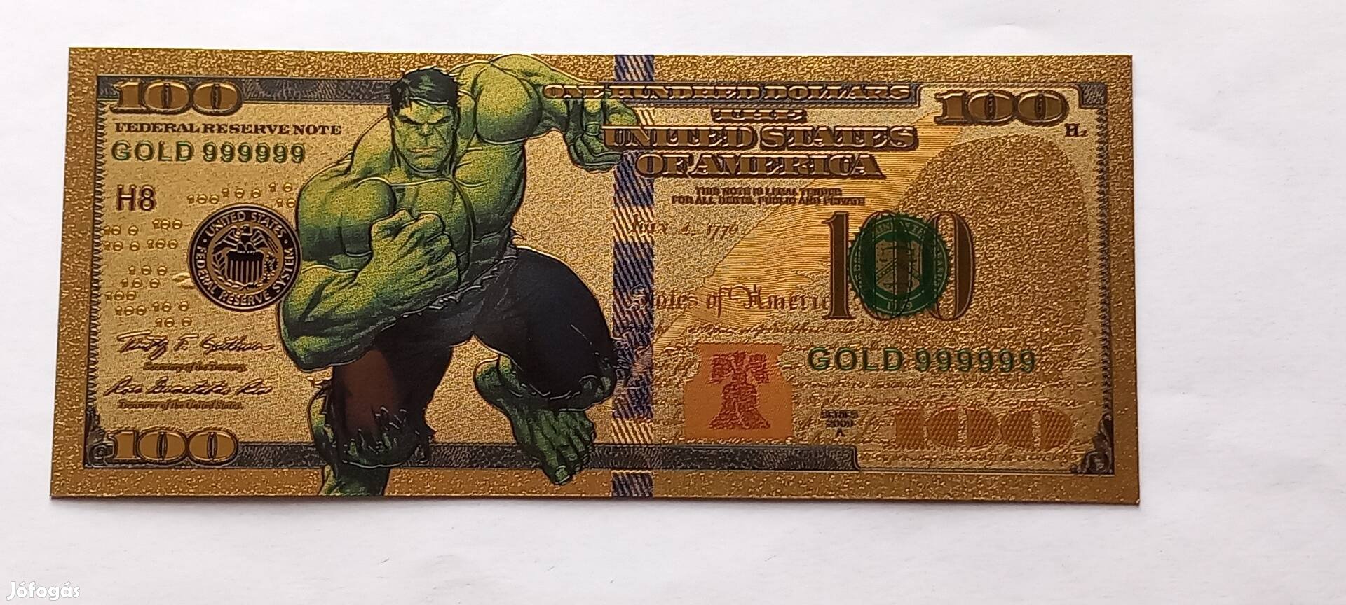 Hulk - színes, aranyozott, plasztik  fantázia 100 dollár 