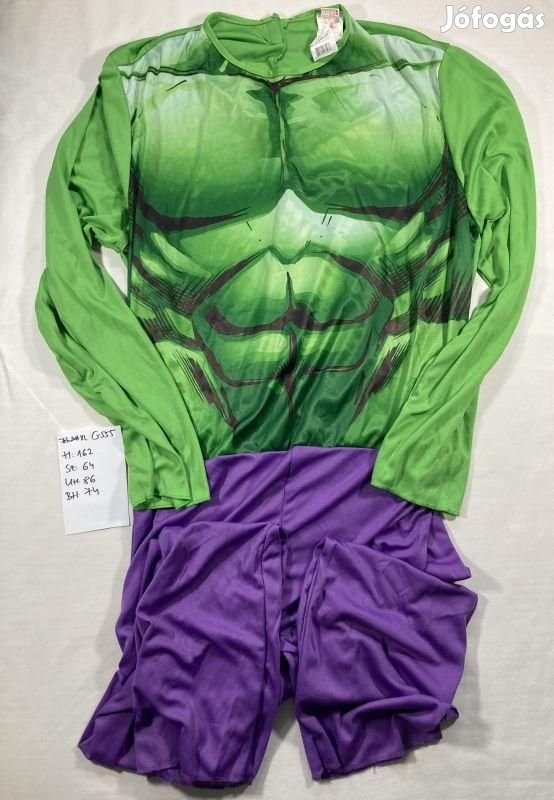 Hulk jelmez, felnőtt jelmez, új G555