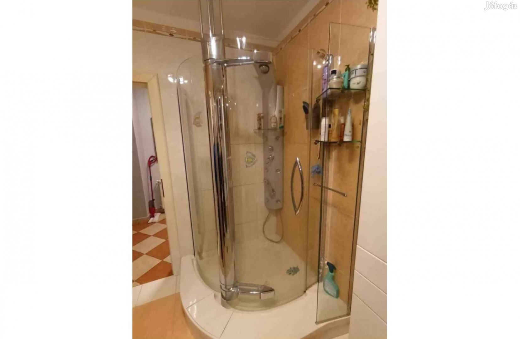 Hüppe típusú prémium minőségű luxus zuhanytálca, üveg kabinnal 120x120