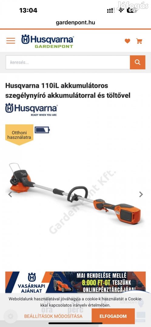 Husqvarna 110iL szegélynyíró, akkumulátorral és töltővel
