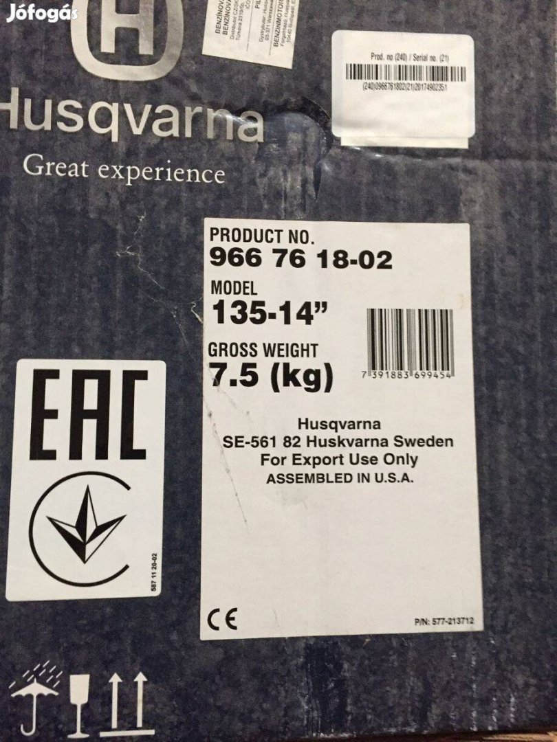 Husqvarna 135-14" benzinmotoros láncfűrész, új eladó