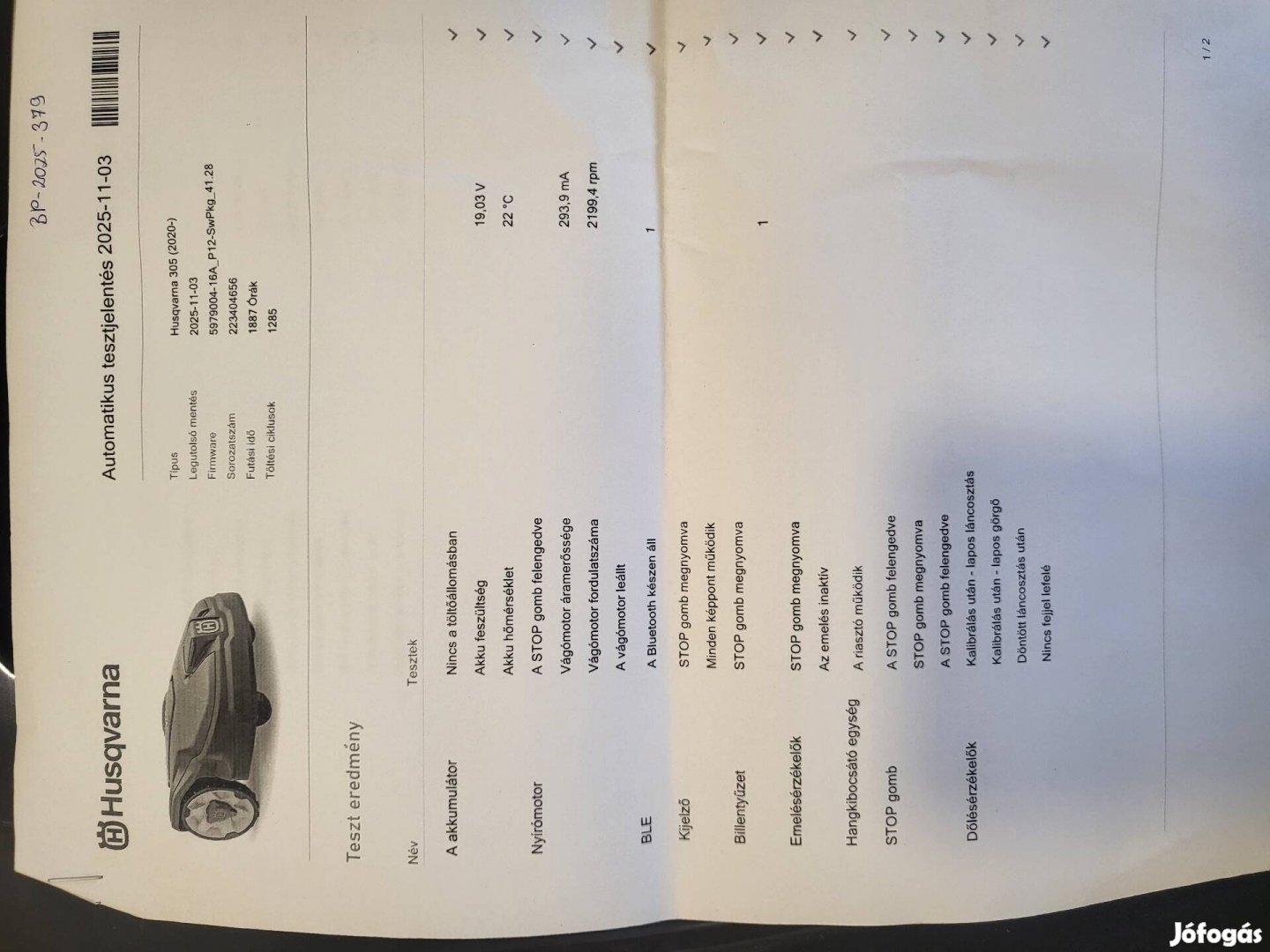 Husqvarna B 305 Robot Fűnyíró