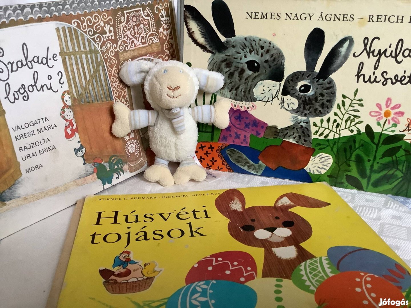 Húsvéti gyermek retro 3 db könyv, bárányka figurával