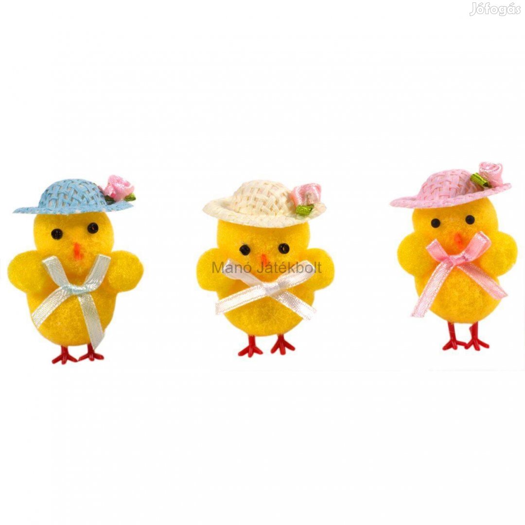 Húsvéti kézműves sapkás csirkék 5 cm- 3 db