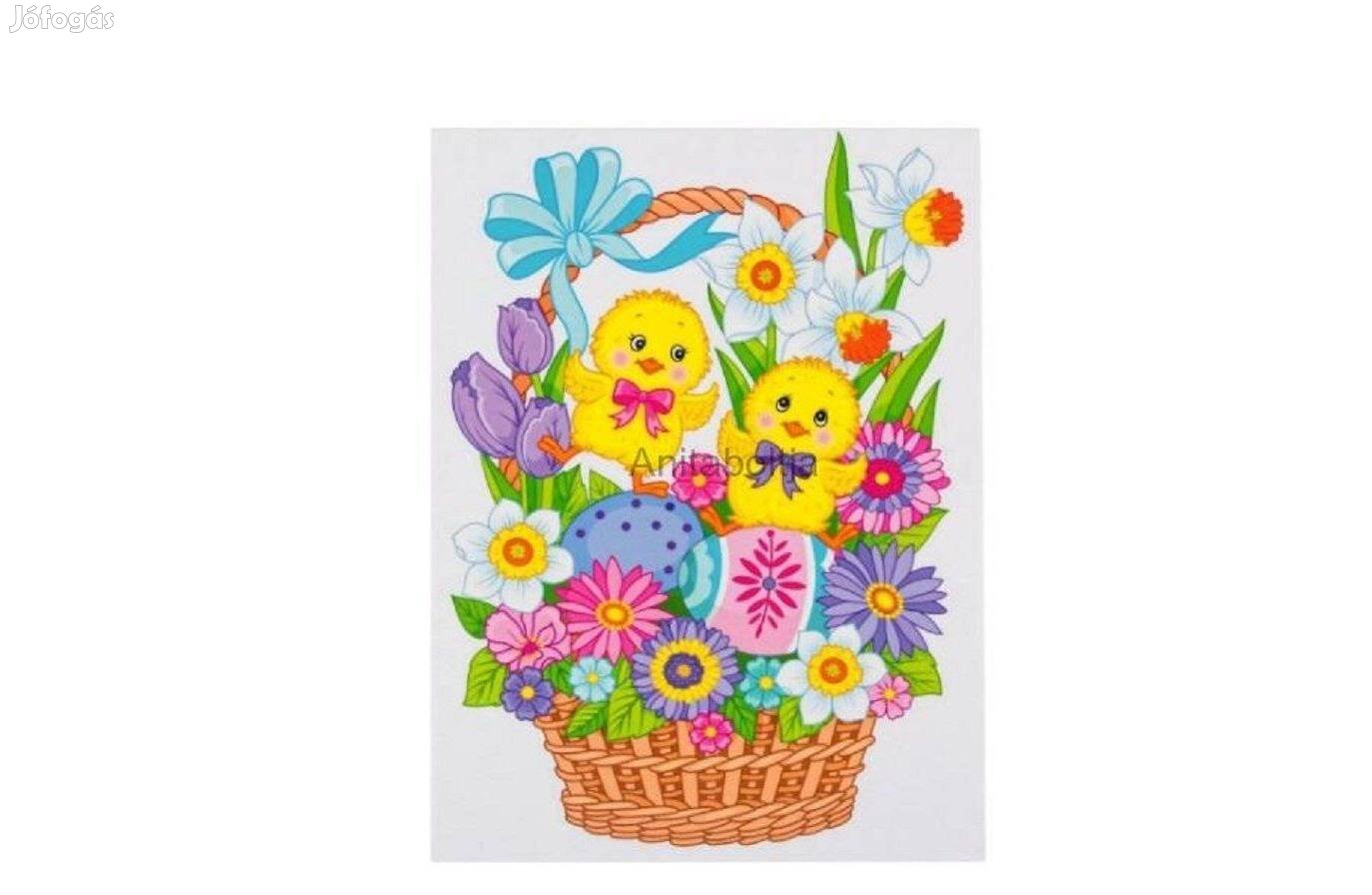 Húsvéti matrica - Kiscsibék a kosárban 30x20 cm