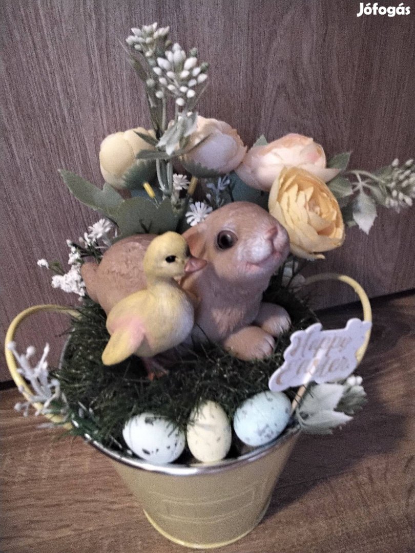 Húsvéti nyuszi és kiskacsa kézműves,egyedi dekor,asztaldísz
